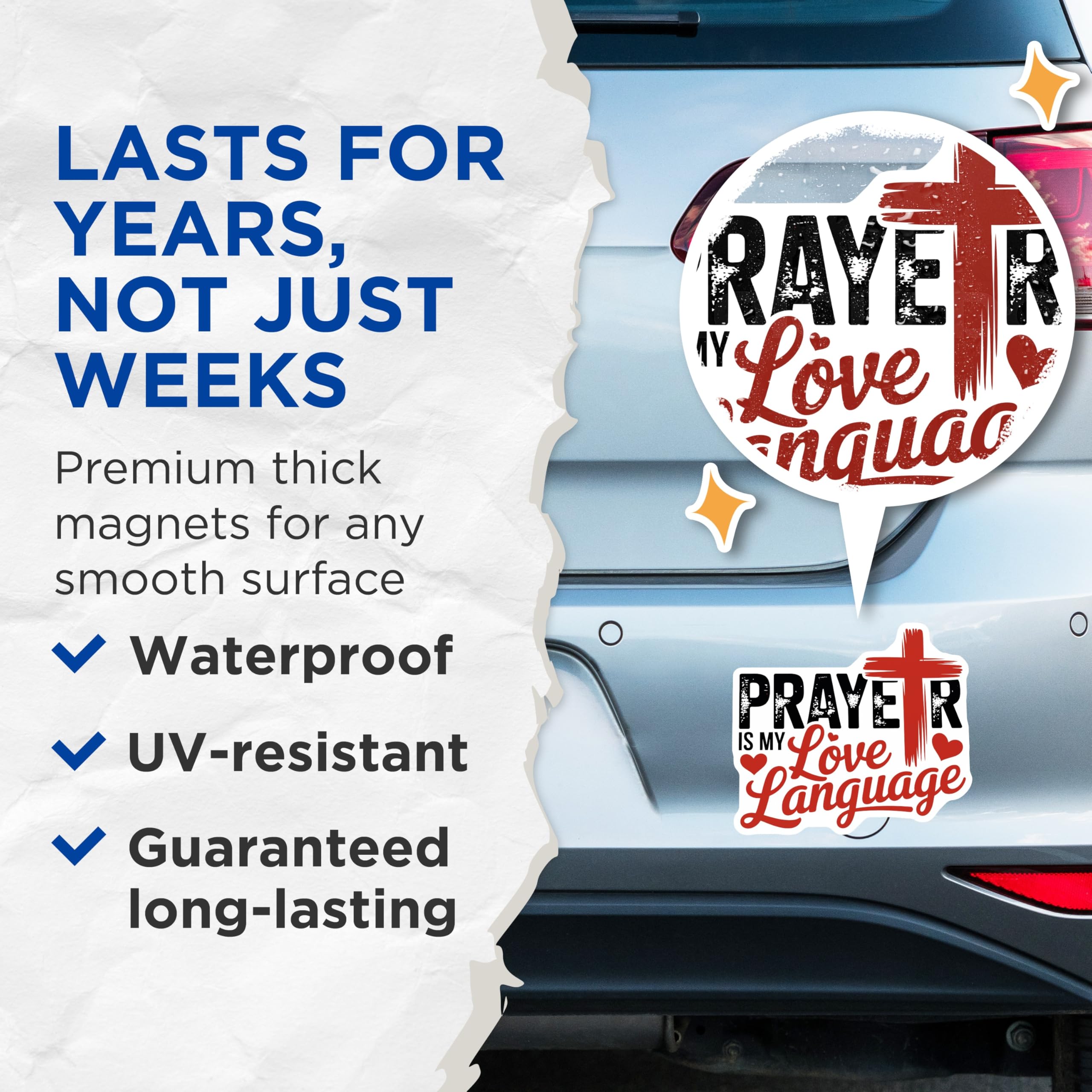 (2 Pack) Prayer is My Love Language Magnets - Christian Faith Refrigerator Decor - Inspirational Spiritual Art Display - 5 Inches On Longest Side - Thick Durable Magnet - Made in USA - MAG23189