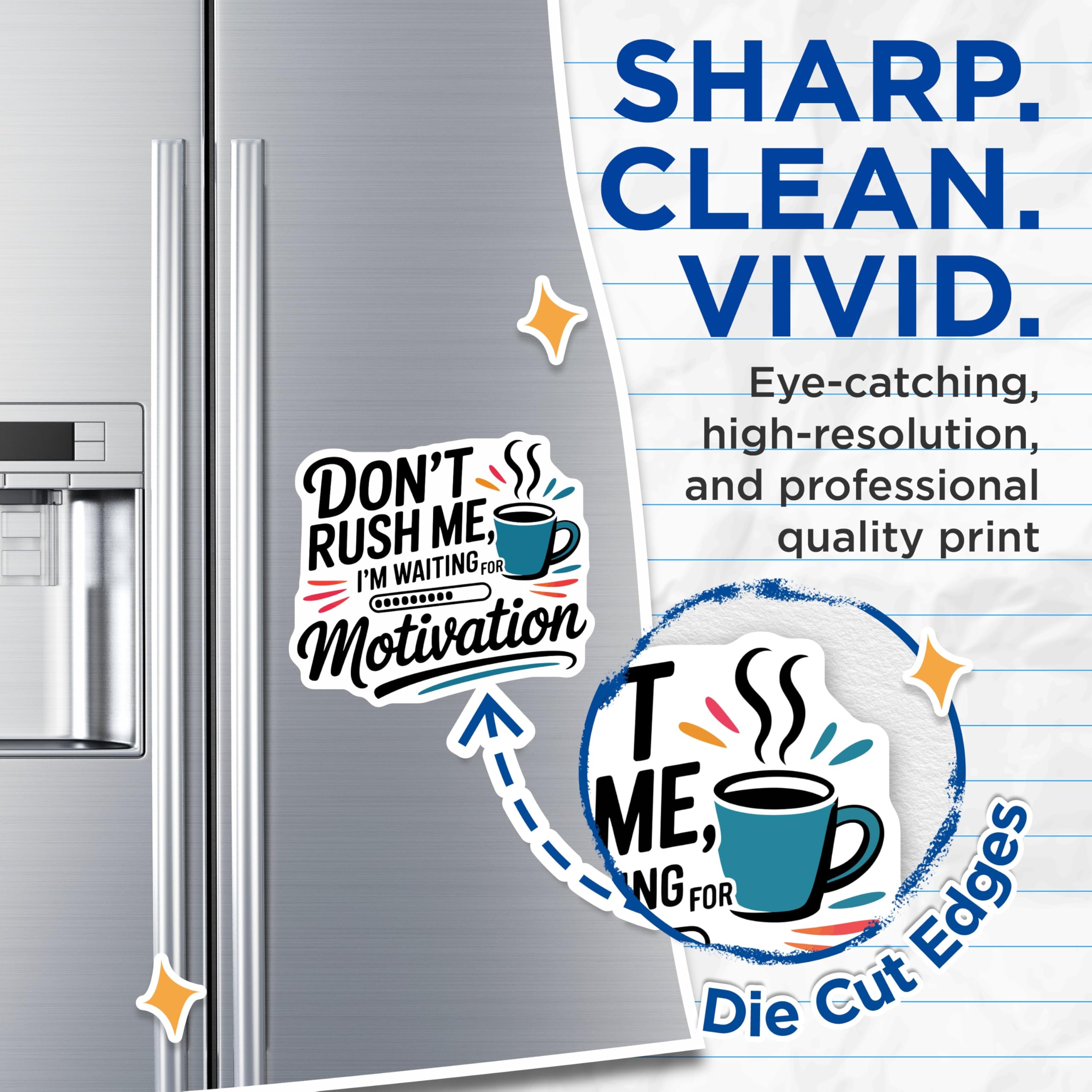 (2 Pack) Don't Rush Me Magnets - Motivation Humor - Sarcastic Quote Decor - Coffee Lover Accessories - Fridge Locker Art - 5 Inches On Longest Side - Thick Durable Magnet - Made in USA - MAG23033