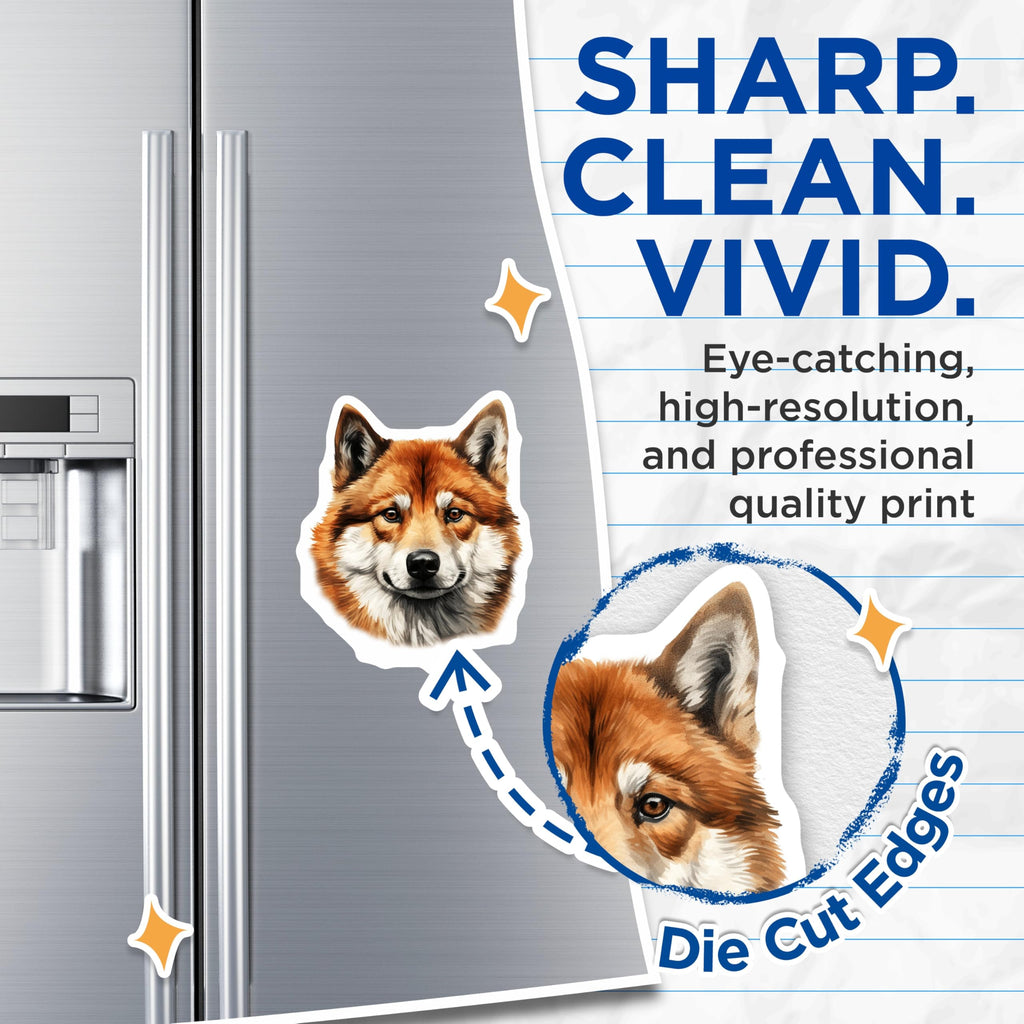 (2 Pack) Shiba Inu Dog Magnets - Cute Dog Face - Pet Owner Decor - Fridge Magnets - Dog Mom - 5 Inches On Longest Side - Thick Durable Magnet - Made in USA - MAG26044