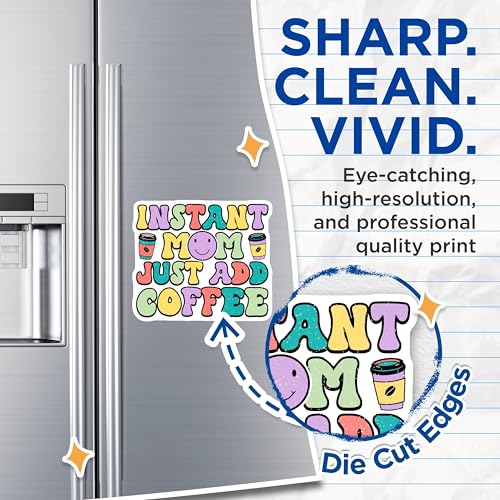 (2 Pack) Instant Mom Just Add Coffee Magnets Magnets - Funny Mom Quote - Coffee Lover Mom Decor - 5" On Longest Side - Made in USA - Sticks to Refrigerators & Metal Surfaces - MAG8915