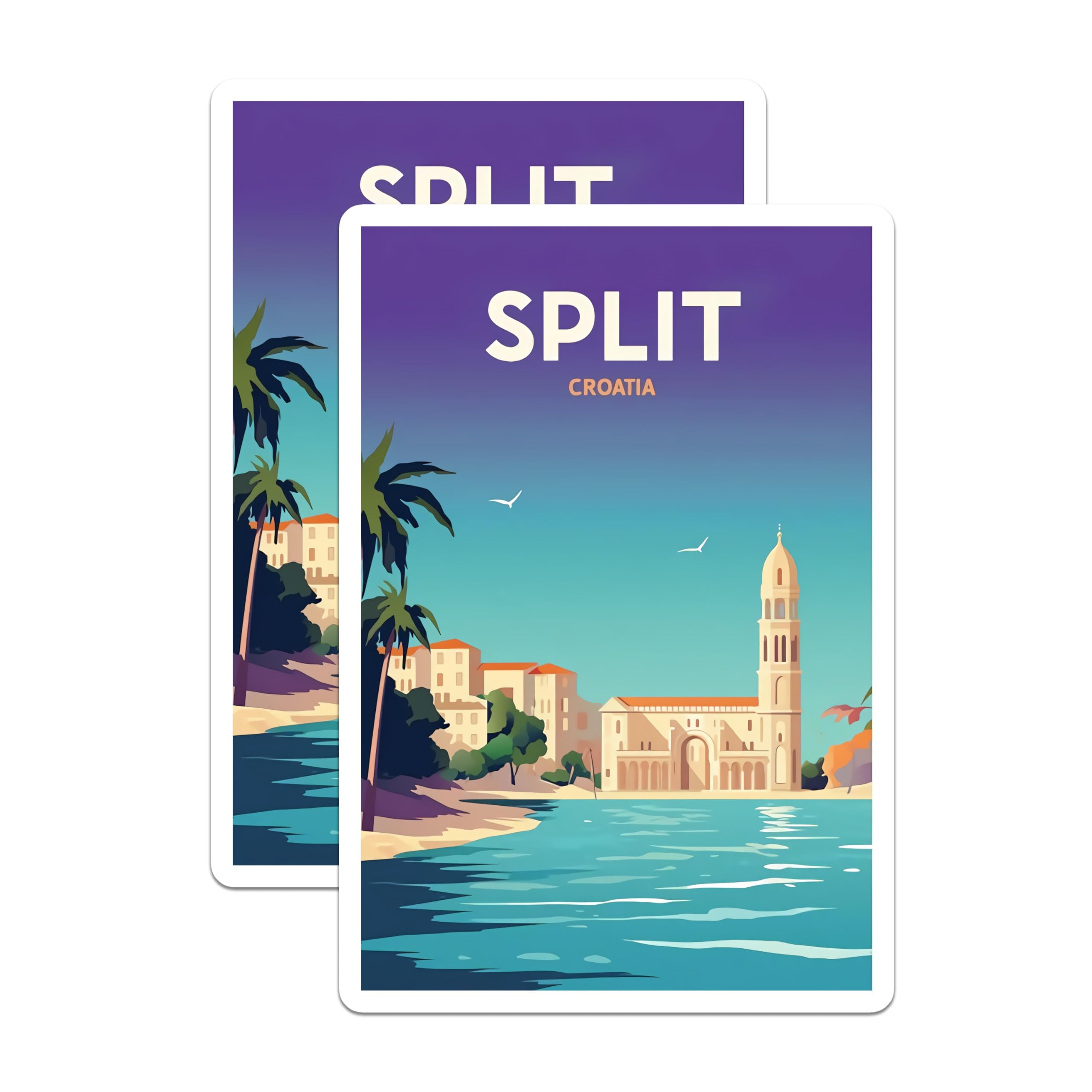 (2 Pack) Split Croatia Magnets - Vacation Memory - Croatian Travel Decor - 5" On Longest Side - Premium Magnet - for Cars, Refrigerators, Toolboxes, Lockers - Made in USA - MAG17789