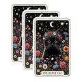 (3 Pack) Black Cat Decals - Floral Crown - Starry Night Decal - 3 Inches On Longest Side - Easy Peel & Apply - Made in USA - 3MCS4123