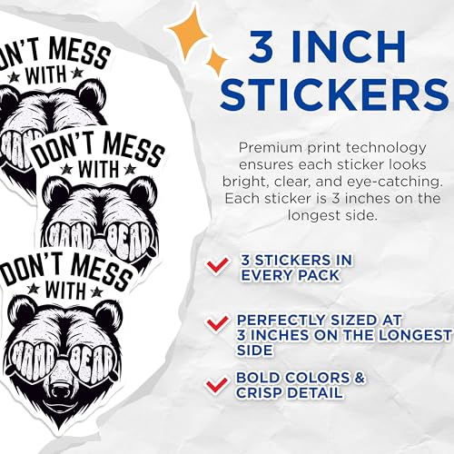(3 Pack) Mama Bear Decals - Funny Bear Mom - Laptop Decals - 3 Inches On Longest Side - Easy Peel & Apply - Made in USA - 3MCS2222