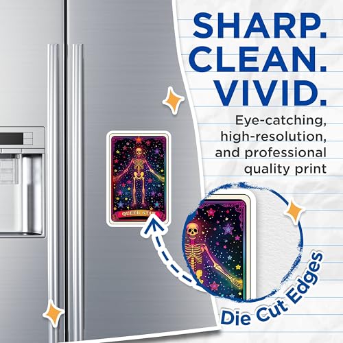 (2 Pack) Queer Star Magnets - Skeleton Magnets - Rainbow Star Magnets - 5" On Longest Side - for Cars, Fridges, Toolboxes - Made in USA - MAG4259