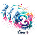 (3 Pack) Cancer Zodiac Decals - Watercolor Art Stickers - Astrology Sign Decals- 3 Inches On Longest Side - Easy Peel & Apply - Made in USA - 3MCS5796