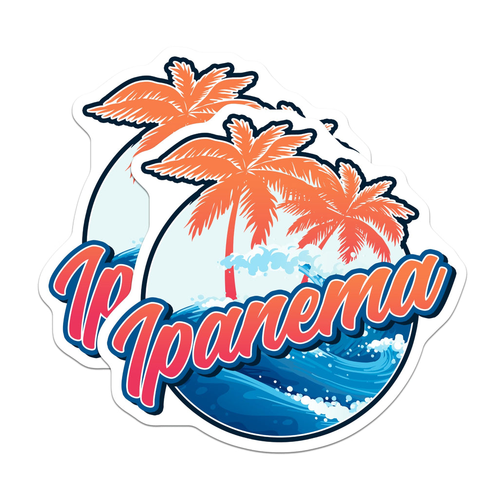 (2 Pack) Ipanema Beach Magnets - Tropical Palm Tree Wave - Brazil Rio Decor - 5 Inches On Longest Side - Thick Durable Magnet - Made in USA - MAG19198