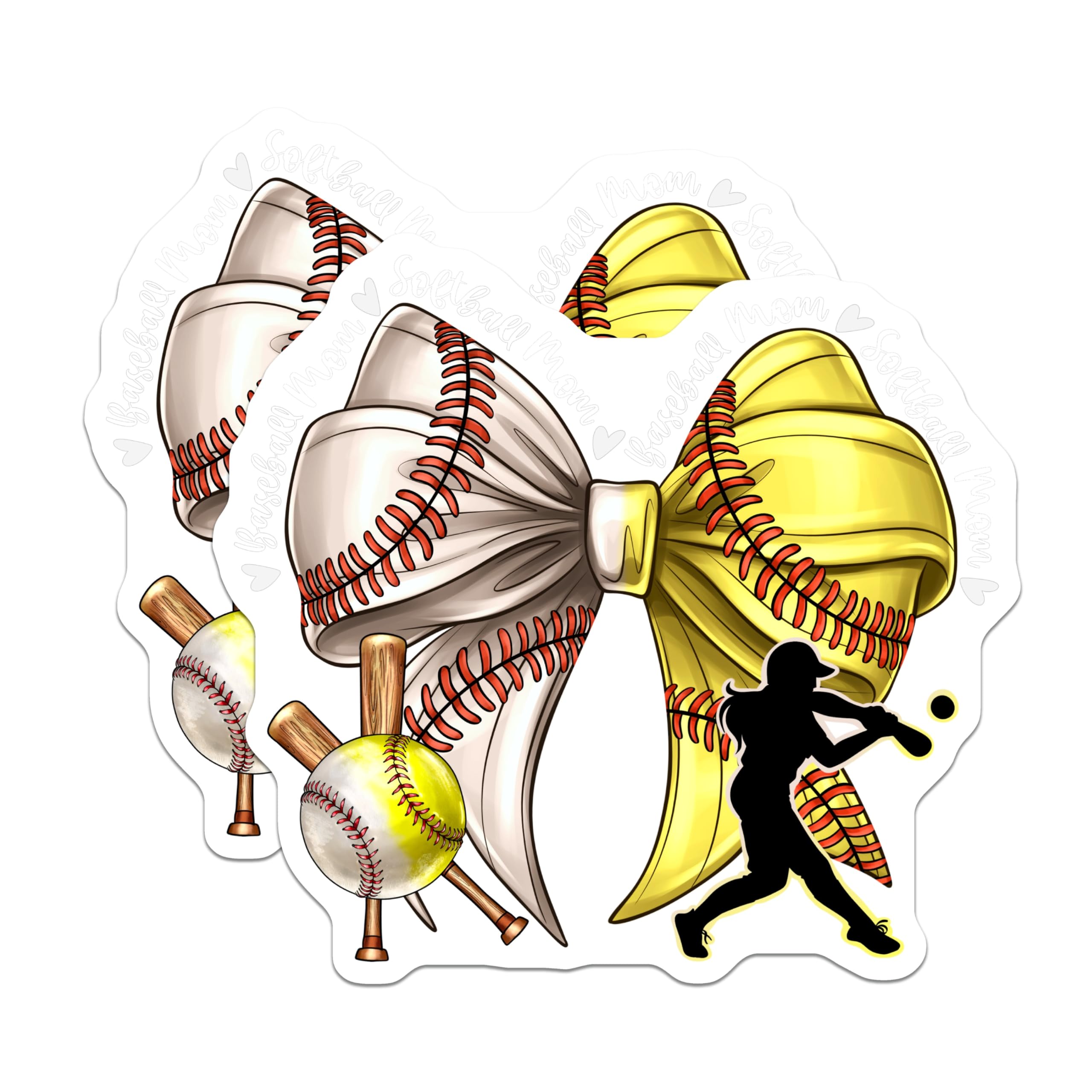 (2 Pack) Baseball Softball Mom Magnets - Sports Parent Fan Accessory - Team Spirit Locker Decor - 5 Inches On Longest Side - Thick Durable Magnet - Made in USA - MAG27739