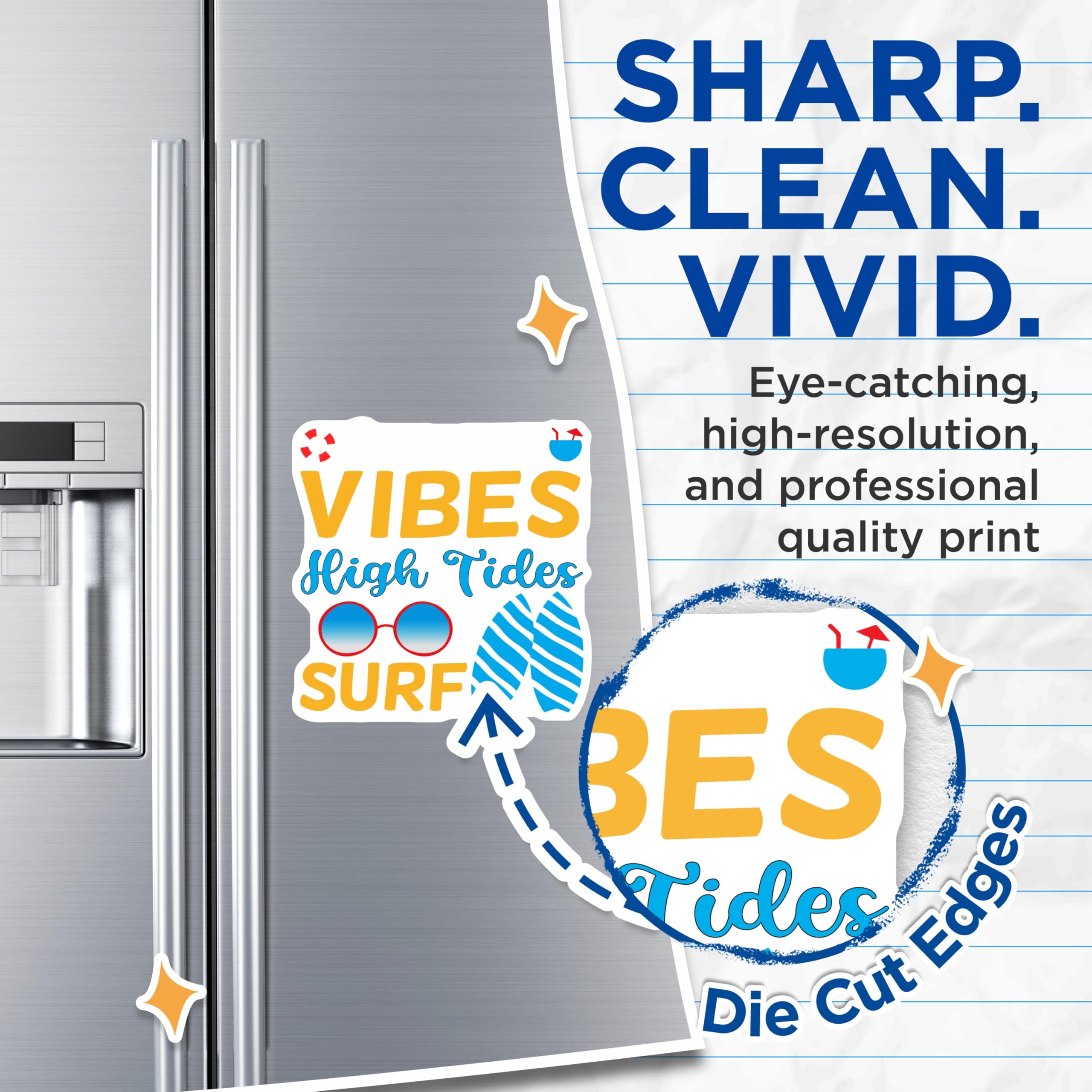 (2 Pack) Beach Vibes Magnets - High Tides Surf Life - Summer Coastal Decor - Tropical Ocean Refrigerator Magnets - 5 Inches On Longest Side - Thick Durable Magnet - Made in USA - MAG20658