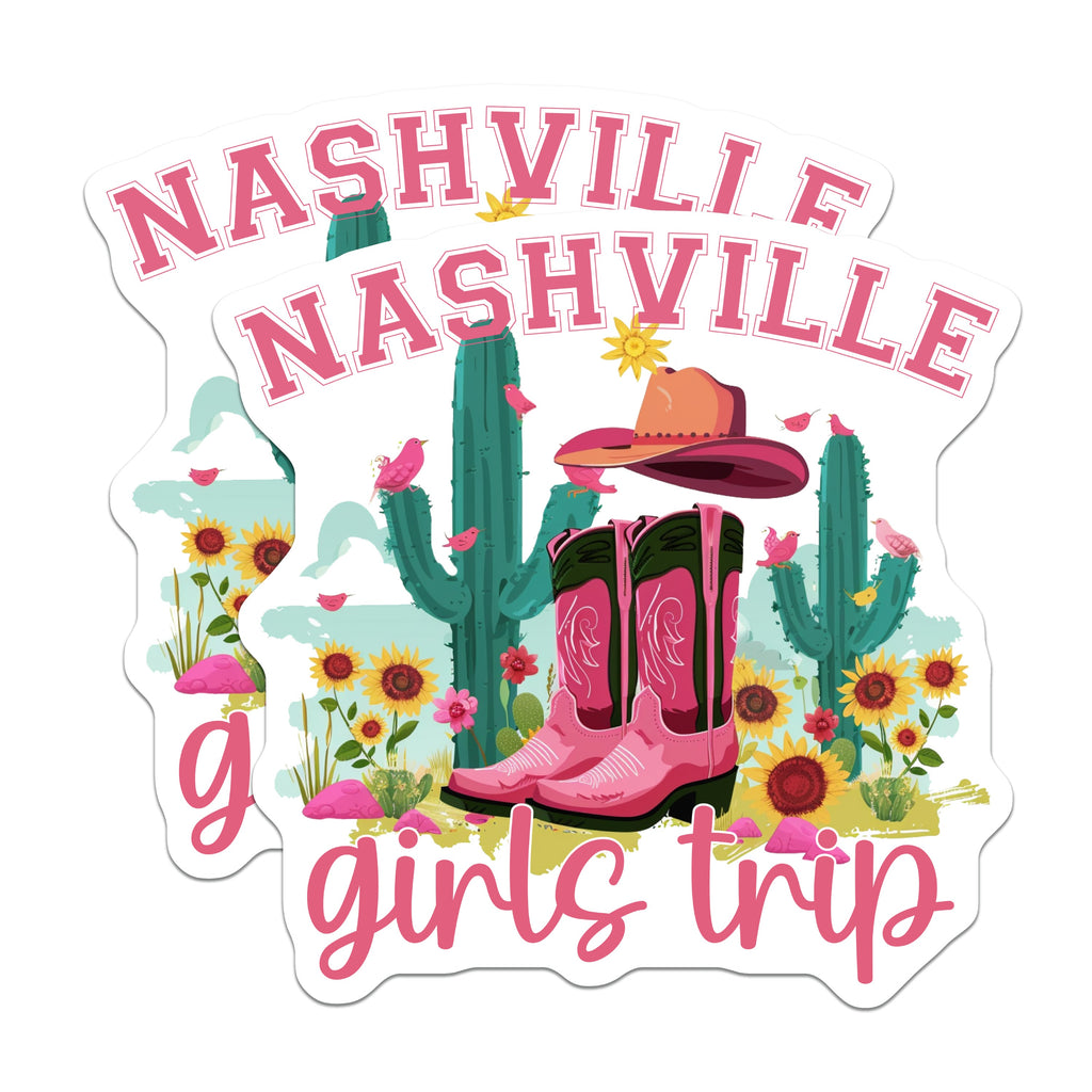 (2 Pack) Nashville Girls Trip Magnets - Bachelorette Party Supplies - Cowgirl Boots Souvenir - 5 Inches On Longest Side - Thick Durable Magnet - Made in USA - MAG39887