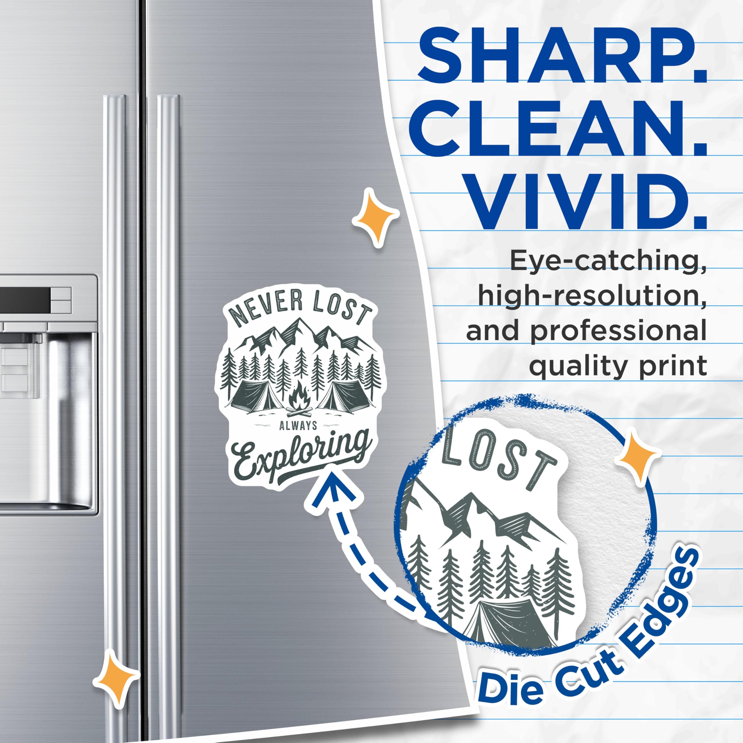 (2 Pack) Never Lost Magnets - Camping Explorer Art - Outdoorsy Wanderlust Fridge Decor - 5" On Longest Side - Premium Magnet - for Cars, Refrigerators, Toolboxes, Lockers - Made in USA - MAG17268