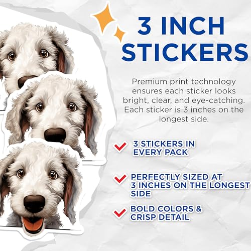 (3 Pack) Goldendoodle Decals - Laptop Decals - Cute Dog Stickers - 3 Inches On Longest Side - Easy Peel & Apply - Made in USA - 3MCS8621