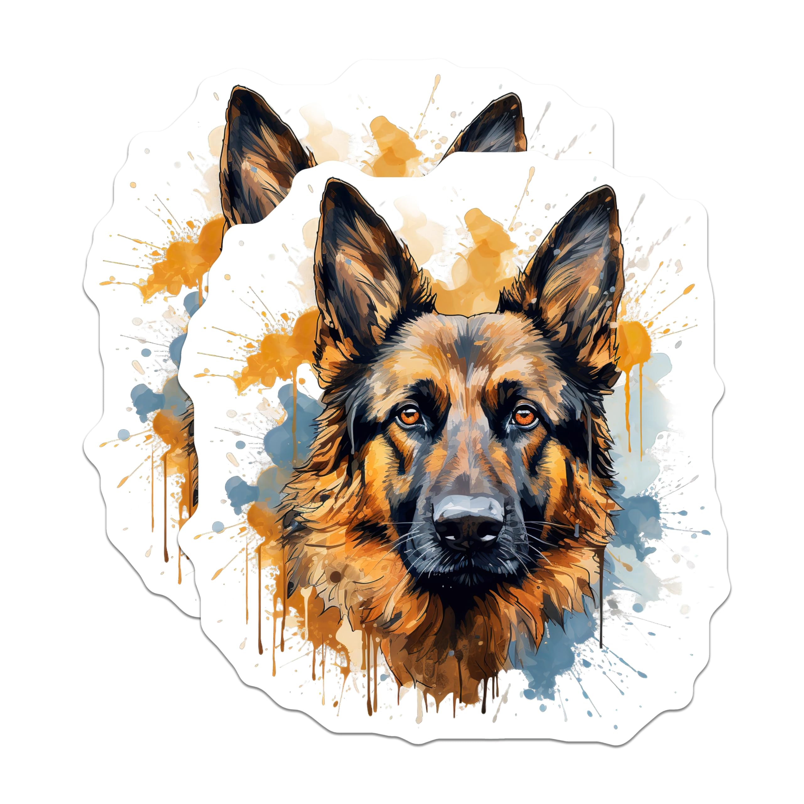 (2 Pack) German Shepherd Magnets - Watercolor Dog Art - Pet Lover Home Decor - 5 Inches On Longest Side - Thick Durable Magnet - Made in USA - MAG27010