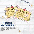 (2 Pack) Be Proud Magnets - Inspirational Quote - Motivational Sign Magnet - Positive Thinking Magnet - 5" On Longest Side - for Cars, Fridges, Toolboxes - Made in USA - MAG4434
