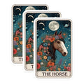 (3 Pack) Horse Tarot Card Decals - Floral Horse - Astrology Decals - 3 Inches On Longest Side - Easy Peel & Apply - Made in USA - 3MCS4203