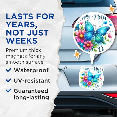 (2 Pack) Happy Mothers Day Magnets Magnets - 5" On Longest Side - Made in USA - Sticks to Refrigerators & Metal Surfaces - MAG8825