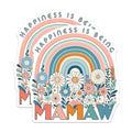 (2 Pack) Happiness is Being Mamaw Stickers - Rainbow Flower - Family Love - 5" On Longest Side - Sticks to Smooth Flat Surfaces - Made in USA - BMCS8178