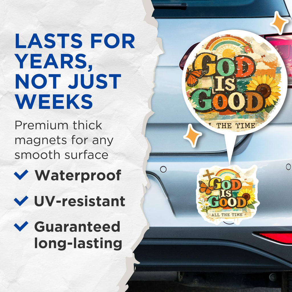 (2 Pack) God is Good All The Time Magnets - Christian Faith Decor - Inspirational Kitchen Fridge Magnets - 5 Inches On Longest Side - Thick Durable Magnet - Made in USA - MAG20252