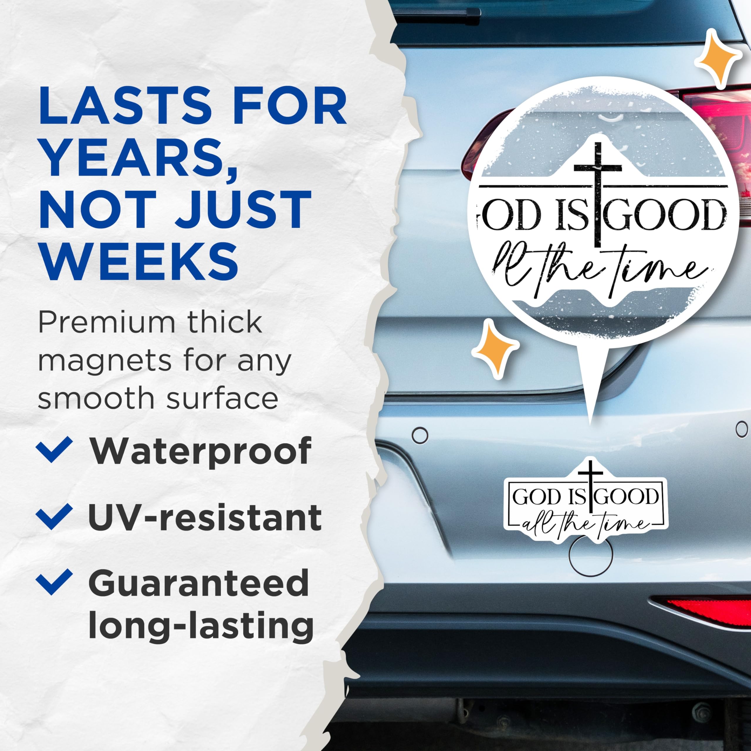 (2 Pack) God is Good Magnets - Christian Refrigerator Decor - Faith Inspiration Sticker for Locker - 5 Inches On Longest Side - Thick Durable Magnet - Made in USA - MAG29888
