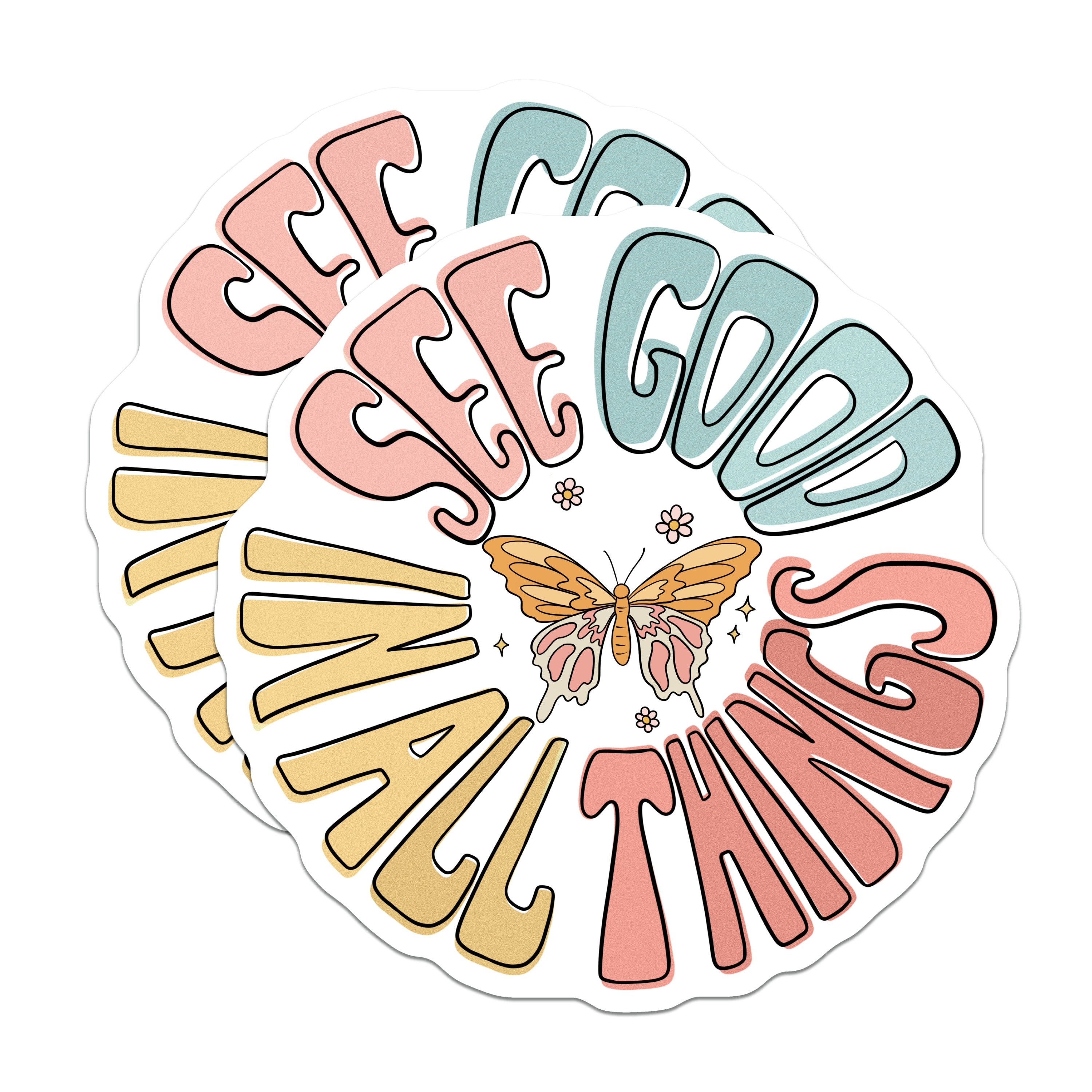 (2 Pack) See Good in All Things Magnets - Retro Butterfly Art - Groovy Positive Affirmation - Inspirational Boho Decor - 5 Inches On Longest Side - Thick Durable Magnet - Made in USA - MAG37978