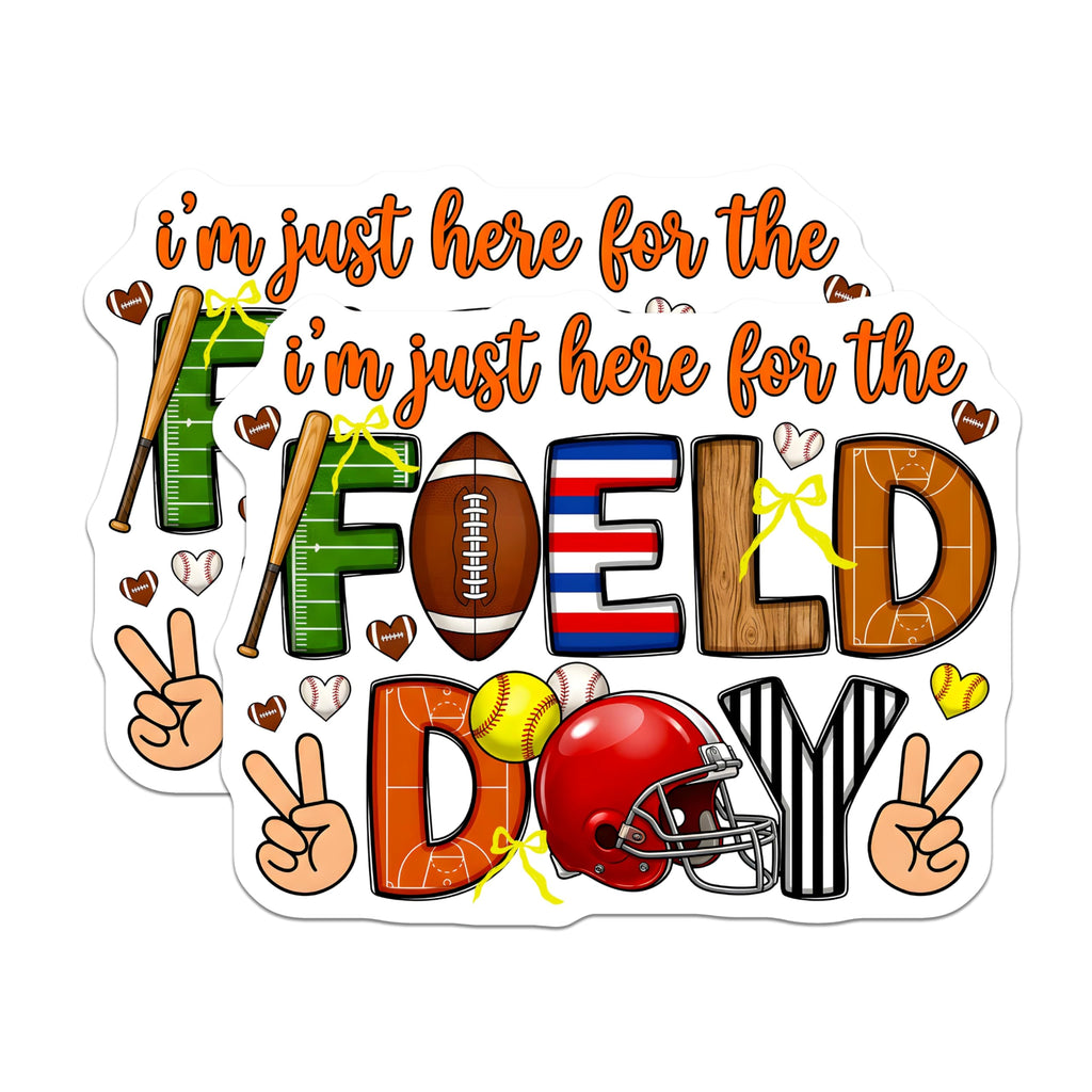 (2 Pack) I'm Just Here for The Field Day Magnets - School Event Decor - Multi Sport Refrigerator Magnet - 5 Inches On Longest Side - Thick Durable Magnet - Made in USA - MAG25566