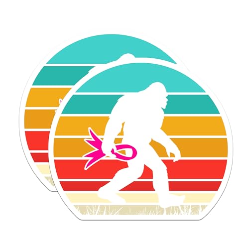 (2 Pack) Bigfoot Stickers - Retro Sasquatch Decal - Funny Yeti Decal for Laptop - 5" On Longest Side - Sticks to Smooth Flat Surfaces - Made in USA - BMCS4789