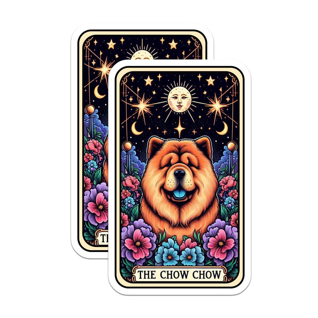 (2 Pack) Chow Chow Dog Stickers - Cute Floral Dog Stickers - Starry Night Dog Stickers - 5" On Longest Side - Sticks to Smooth Flat Surfaces - Made in USA - BMCS4812