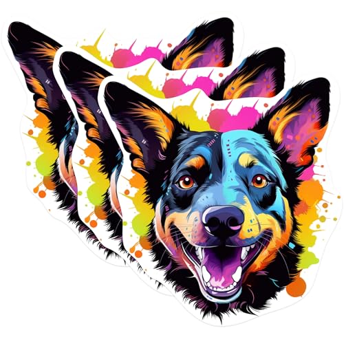 (3 Pack) Blue Heeler Decals - Dog Breed Stickers - Laptop Decal - 3 Inches On Longest Side - Easy Peel & Apply - Made in USA - 3MCS0630