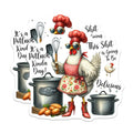 (2 Pack) Funny Chef Chicken Stickers - Quirky Potluck Stickers - Humorous Kitchen Stickers - 5" On Longest Side - Sticks to Smooth Flat Surfaces - Made in USA - BMCS4506