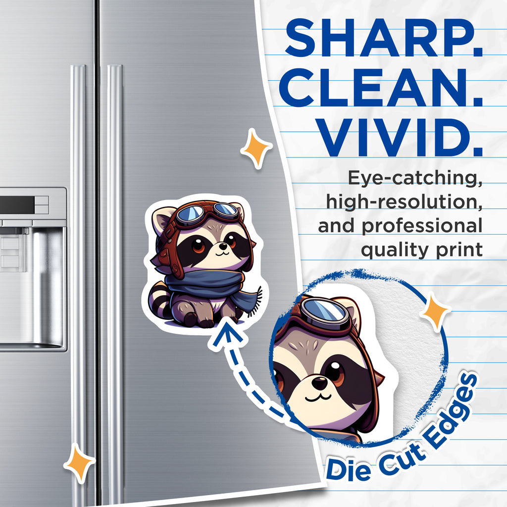 (2 Pack) Cute Raccoon Aviator Magnets - Chibi Animal Lover - Whimsical Pilot Decor - 5 Inches On Longest Side - Thick Durable Magnet - Made in USA - MAG39835
