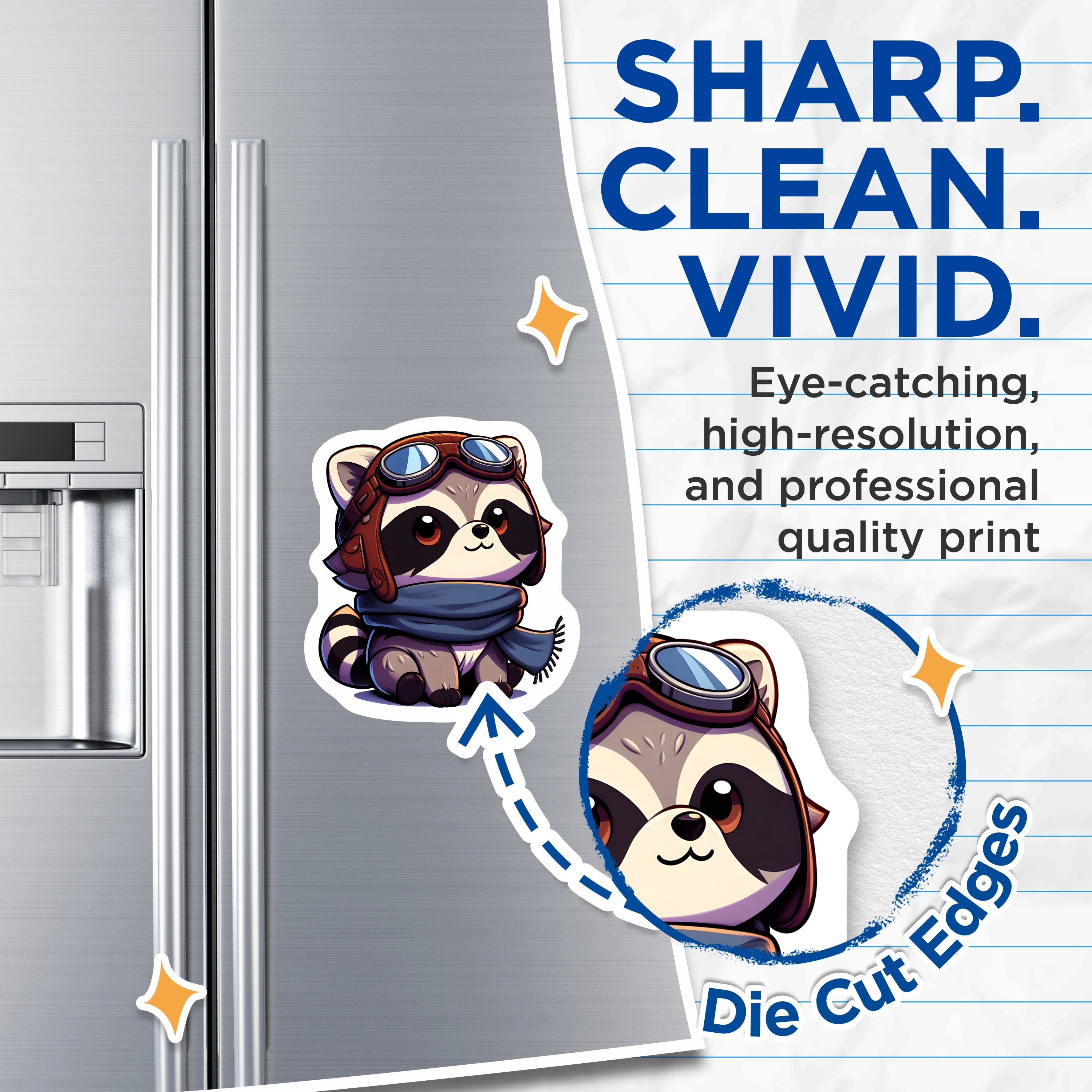 (2 Pack) Cute Raccoon Aviator Magnets - Chibi Animal Lover - Whimsical Pilot Decor - 5 Inches On Longest Side - Thick Durable Magnet - Made in USA - MAG39835