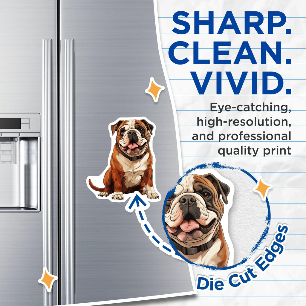 (2 Pack) Bulldog Dog Lover Magnets - Pet Parent Decor - Cute Animal Refrigerator Art - 5 Inches On Longest Side - Thick Durable Magnet - Made in USA - MAG26675