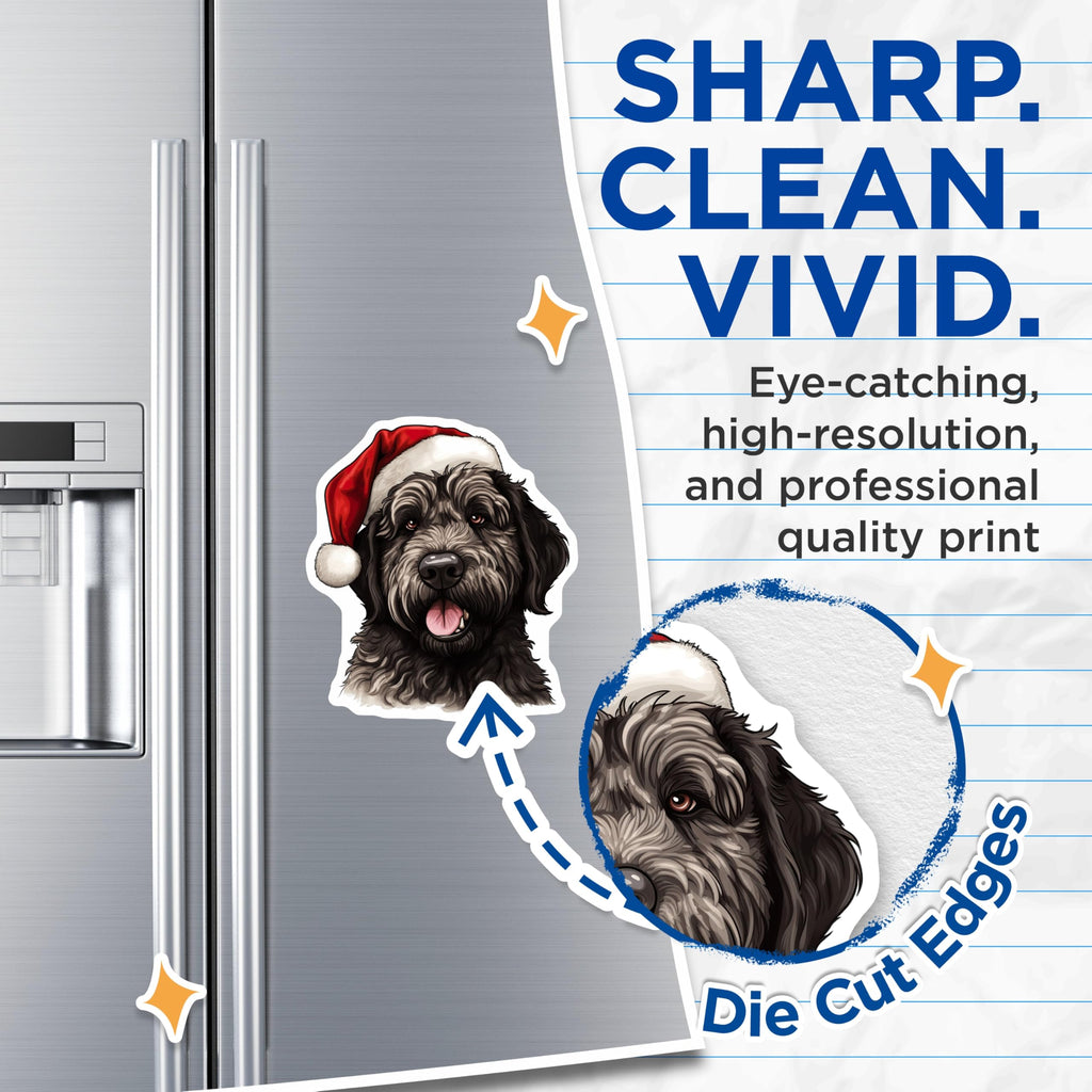 (2 Pack) Christmas Dog Magnets - Santa Hat Pet Decor - Dog Lover Refrigerator Accent - 5 Inches On Longest Side - Thick Durable Magnet - Made in USA - MAG28959