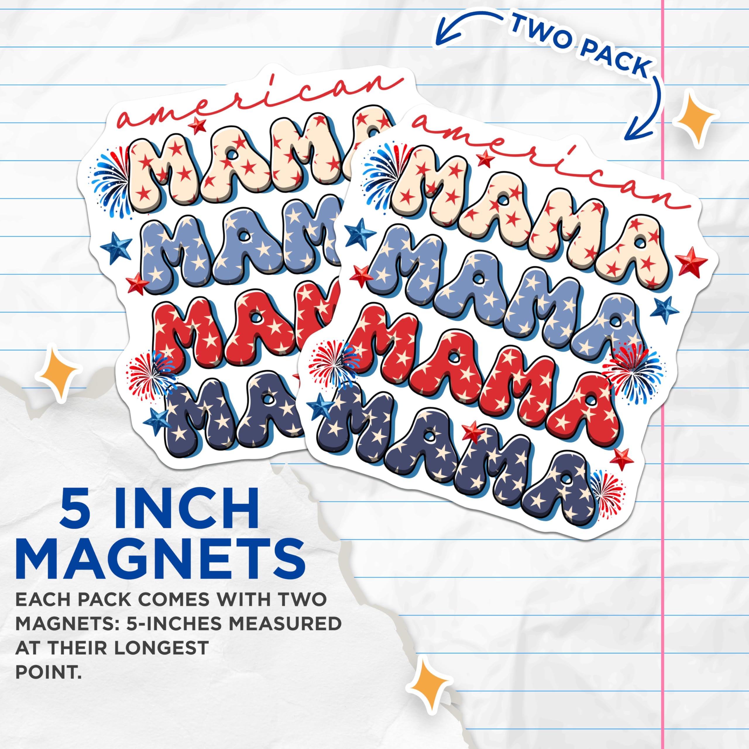 (2 Pack) American Mama Magnets - Patriotic Home Decor - 4th of July Celebration - 5" On Longest Side - for Cars, Fridges, Toolboxes - Made in USA - MAG7444