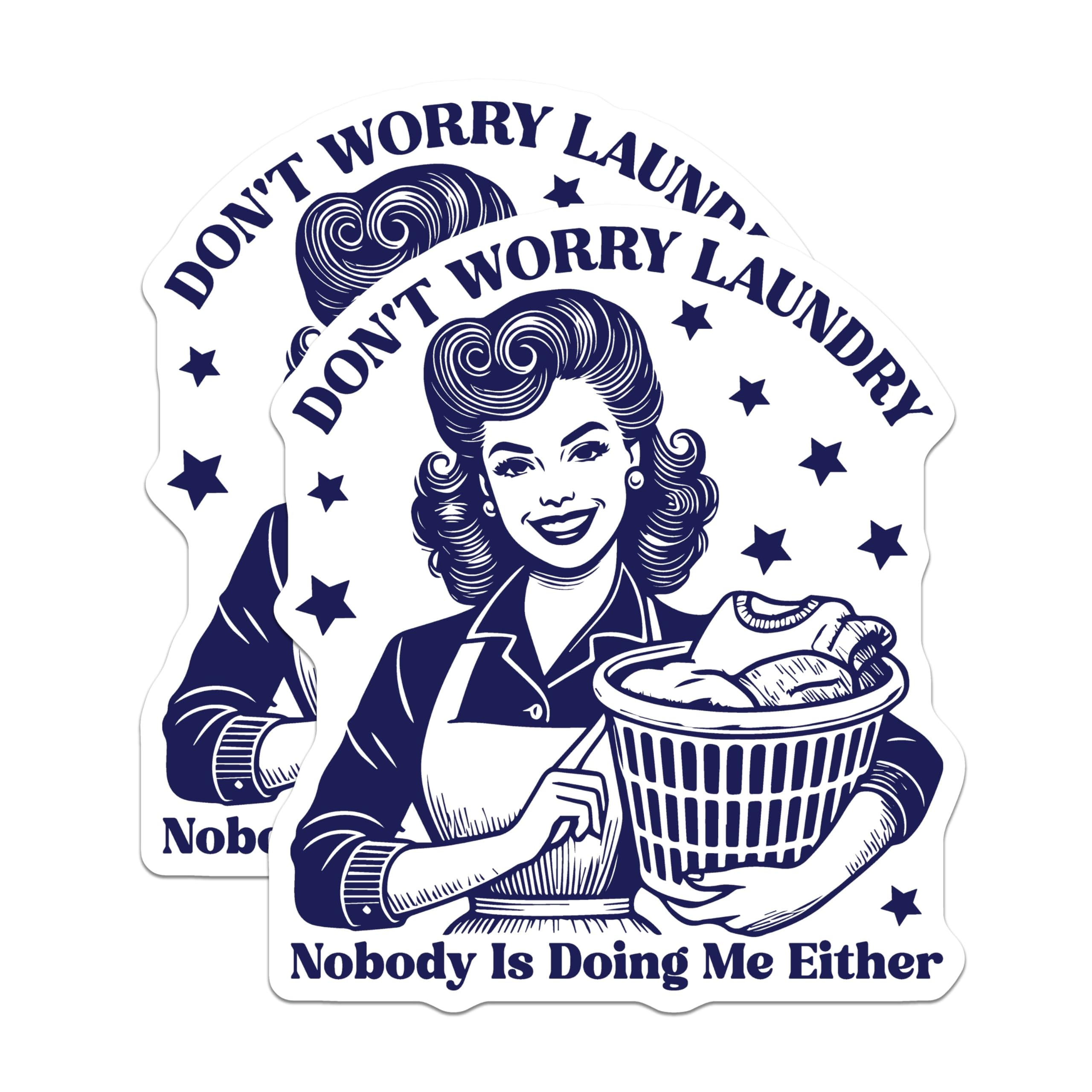 (2 Pack) Laundry Humor Magnets - Retro Housewife - Funny Chore Magnet - 5" On Longest Side - Premium Magnet - for Cars, Refrigerators, Toolboxes, Lockers - Made in USA - MAG14973