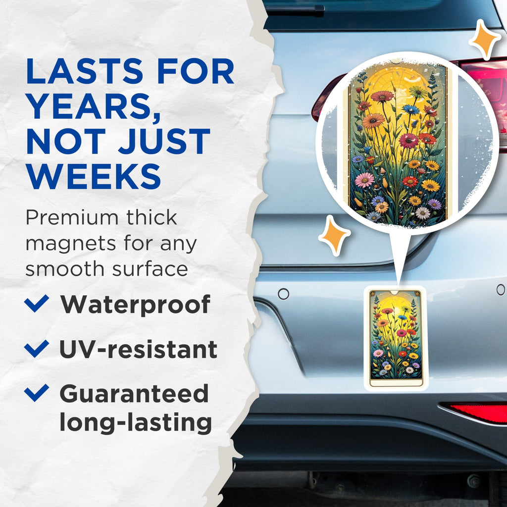 (2 Pack) Wildflower Magnets - Colorful Botanical Art - Celestial Garden Decor Accent - 5 Inches On Longest Side - Thick Durable Magnet - Made in USA - MAG20800