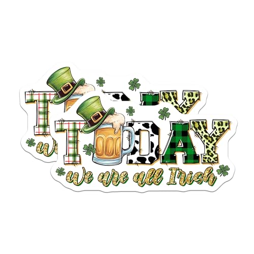 (2 Pack) Irish Stickers - St. Patrick's Day Decals - Shamrock Beer Sticker Set - 5" On Longest Side - Sticks to Smooth Flat Surfaces - Made in USA - BMCS8406
