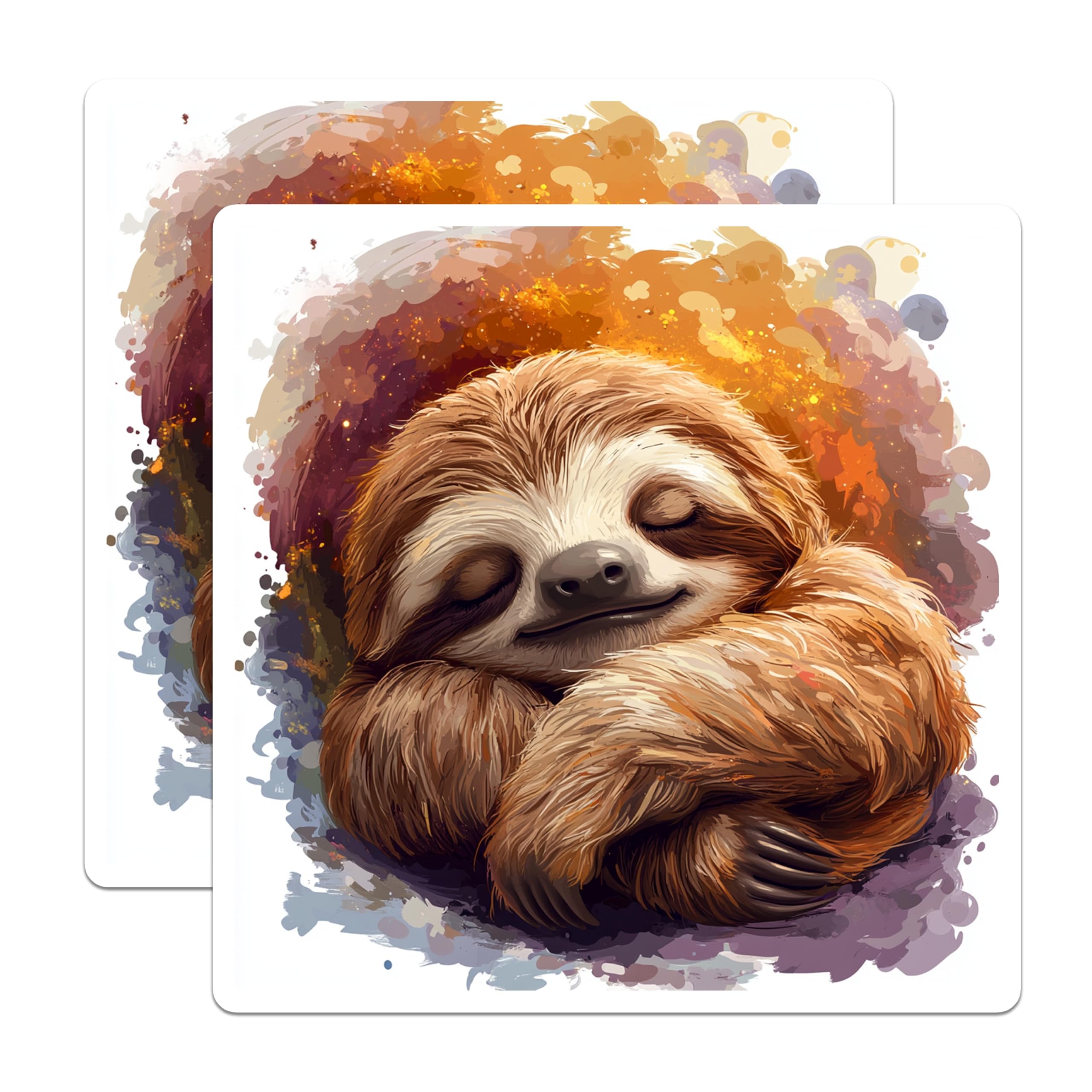 (2 Pack) Sleeping Sloth Magnets - Cute Animal Fridge Decor - Watercolor Nursery Art - Cozy Office Locker Magnets - 5 Inches On Longest Side - Thick Durable Magnet - Made in USA - MAG30848