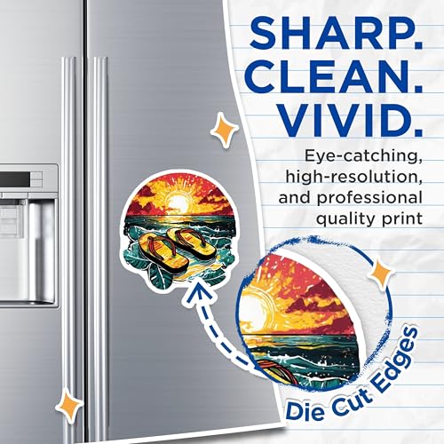 (2 Pack) Beach Sunset Flip Flop Magnets Magnets - Coastal Ocean Scene - Summer Vacation Decor - 5" On Longest Side - Made in USA - Sticks to Refrigerators & Metal Surfaces - MAG9321