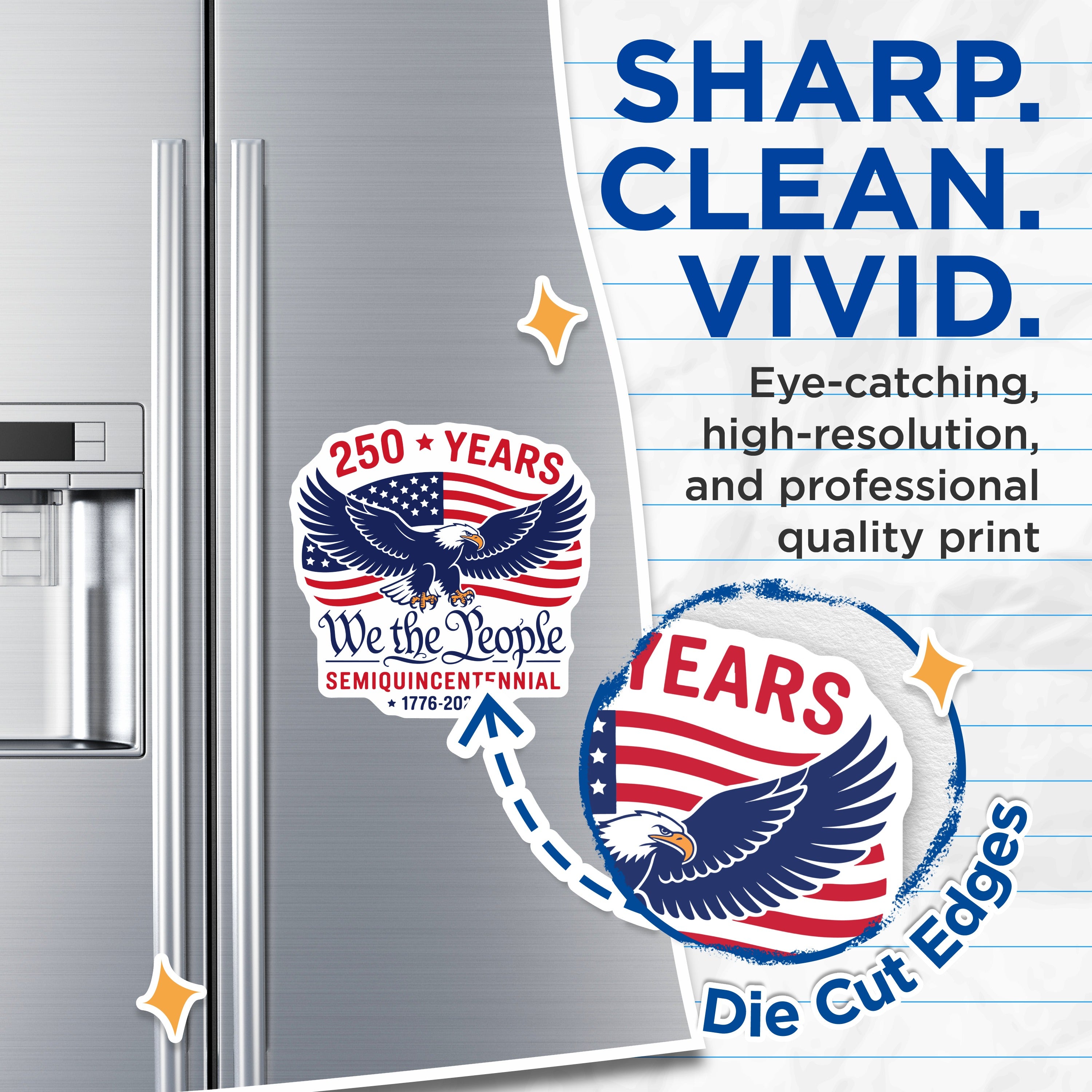 (2 Pack) 250 Years We the People Magnets - Semiquincentennial American Eagle - Patriotic USA Flag Decor 1776 2026-5 Inches On Longest Side - Thick Durable Magnet - Made in USA - MAG37714