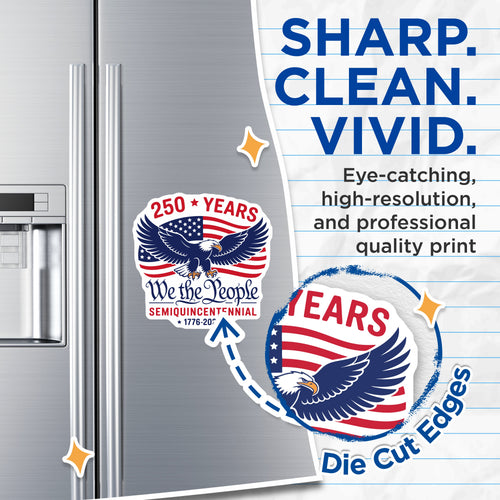 (2 Pack) 250 Years We the People Magnets - Semiquincentennial American Eagle - Patriotic USA Flag Decor 1776 2026-5 Inches On Longest Side - Thick Durable Magnet - Made in USA - MAG37714