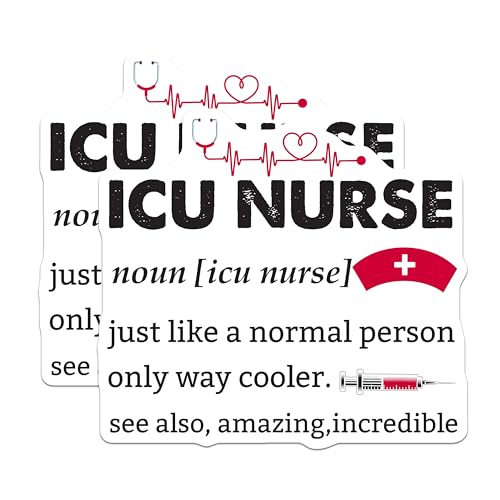 (2 Pack) ICU Nurse Stickers - Funny Nurse Appreciation - Medical Professional Stickers - 5" On Longest Side - Sticks to Smooth Flat Surfaces - Made in USA - BMCS5756