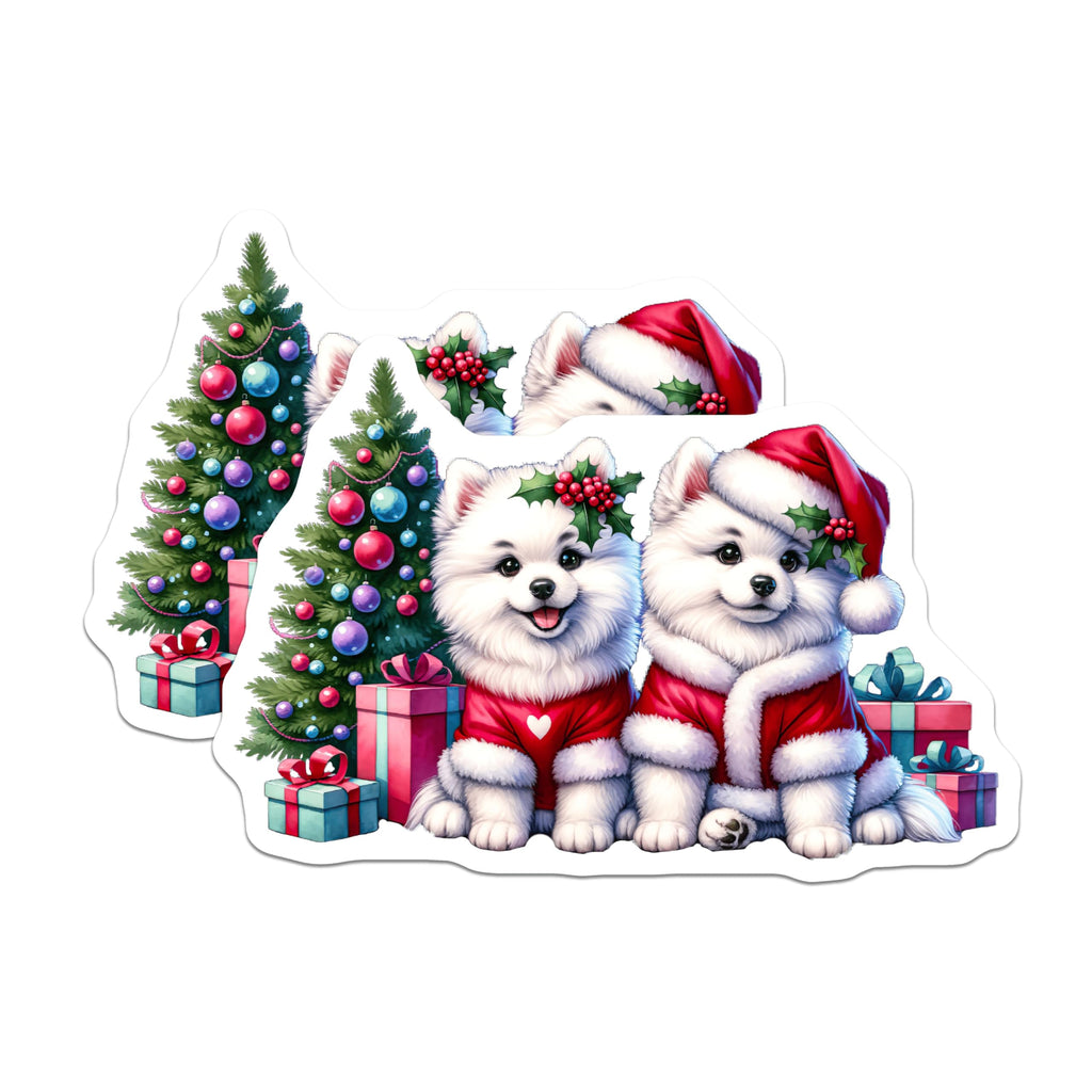 (2 Pack) Pomeranian Puppy Christmas Magnets - Santa Dog Decor - Holiday Pet Magnets - 5 Inches On Longest Side - Thick Durable Magnet - Made in USA - MAG28273