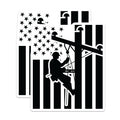 (2 Pack) Power Lineman Electrician Magnets - USA American Flag Stars Stripes - Essential Worker Patriotic Decor - 5 Inches On Longest Side - Thick Durable Magnet - Made in USA - MAG22613