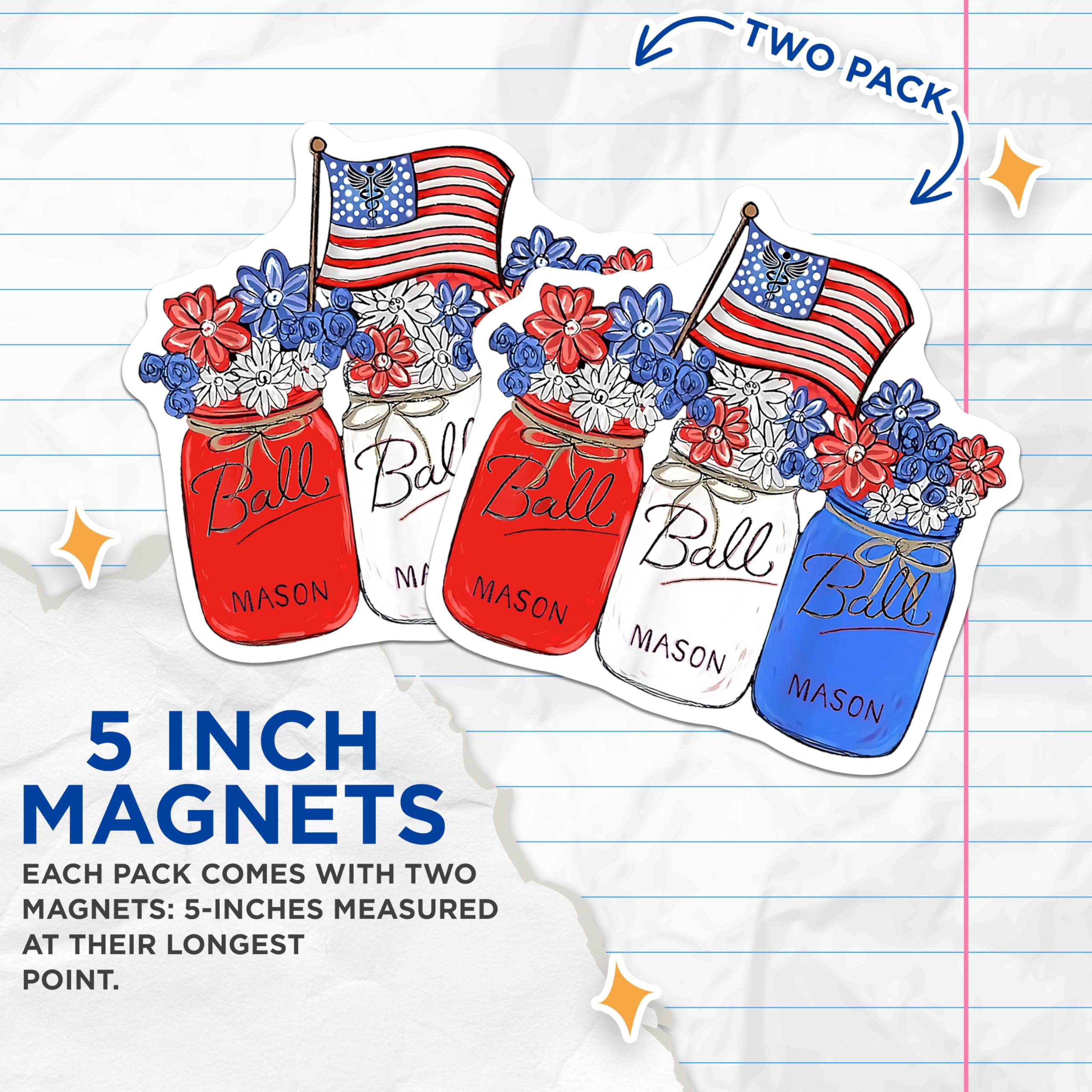 (2 Pack) Patriotic Nurse Magnets - American Flag Decor - Healthcare Appreciation Display - 5 Inches On Longest Side - Thick Durable Magnet - Made in USA - MAG30599