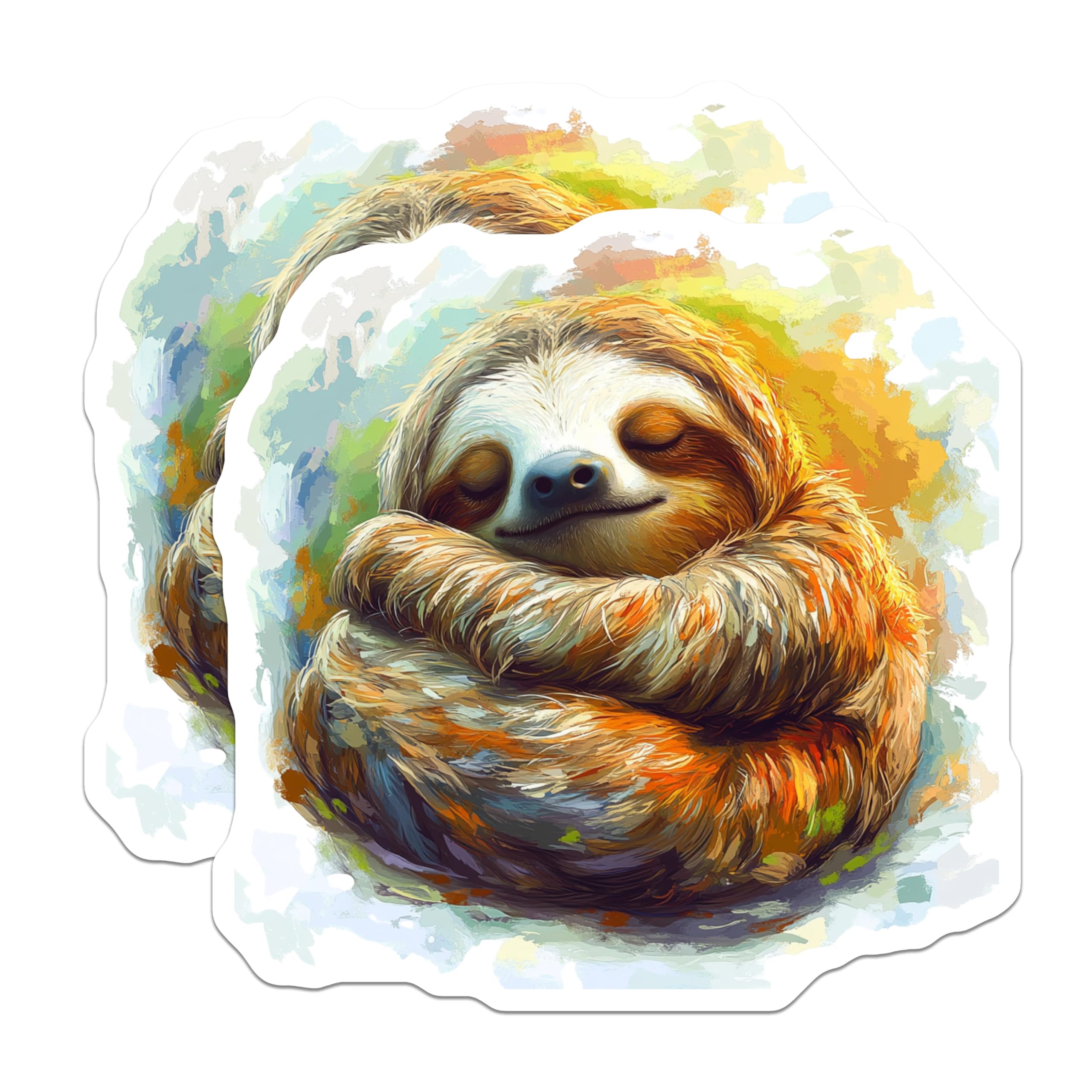 (2 Pack) Cute Sleeping Sloth Magnets - Cozy Animal Art - Peaceful Sloth Lover Aesthetic Fridge Accessory - 5 Inches On Longest Side - Thick Durable Magnet - Made in USA - MAG30723