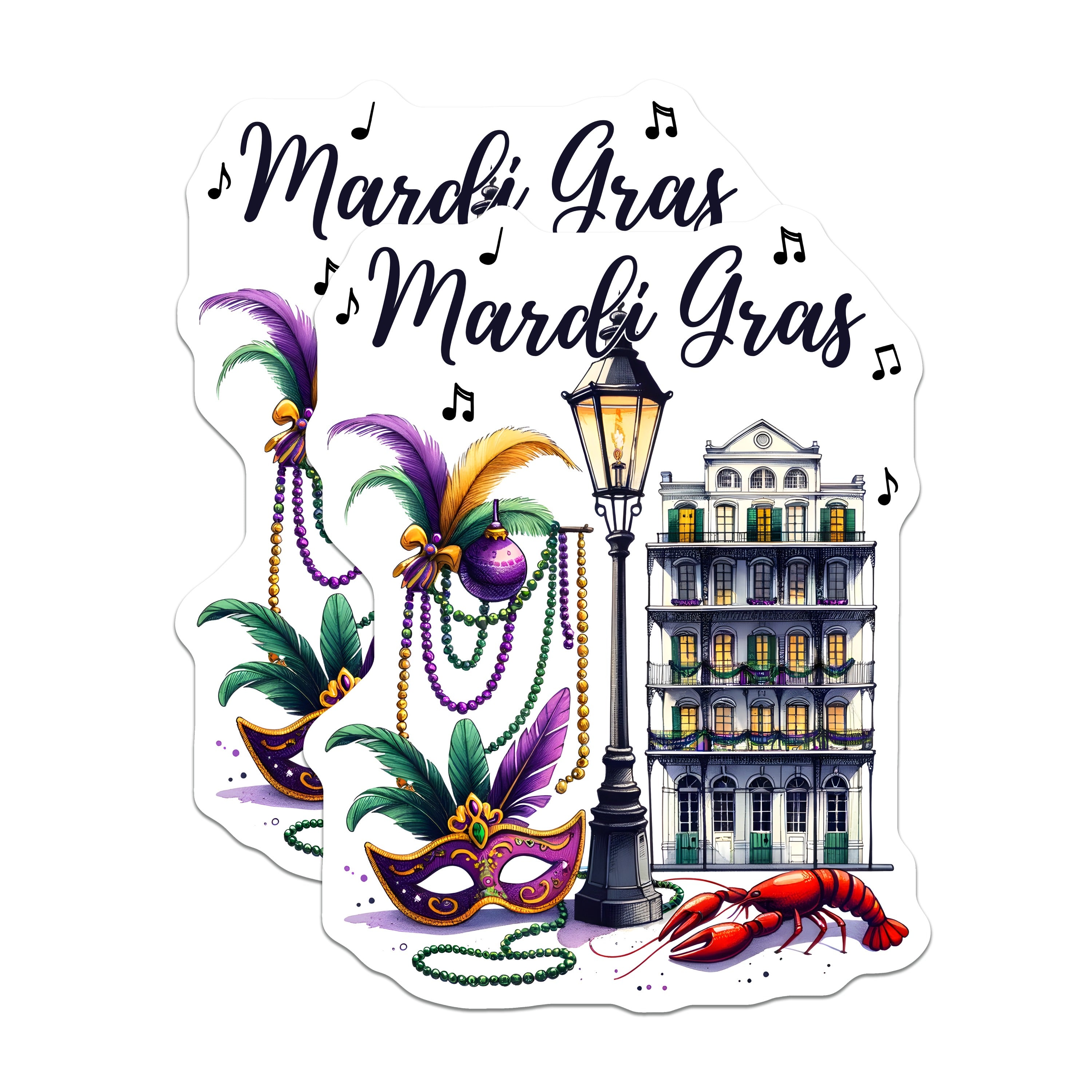 (2 Pack) Mardi Gras Magnets - New Orleans Decor - French Quarter Souvenir - NOLA Celebration Magnets - 5 Inches On Longest Side - Thick Durable Magnet - Made in USA - MAG36859