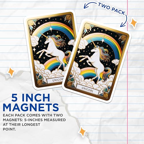 (2 Pack) Unicorn Art Magnet - Fantasy Decor - 5" On Longest Side - Sticks to Smooth Flat Surfaces - Made in USA - MAG10156