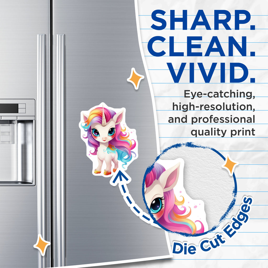 (2 Pack) Cute Unicorn Magnets - Rainbow Fantasy Decor - Kids Room Locker Fridge Accessory - 5 Inches On Longest Side - Thick Durable Magnet - Made in USA - MAG37974