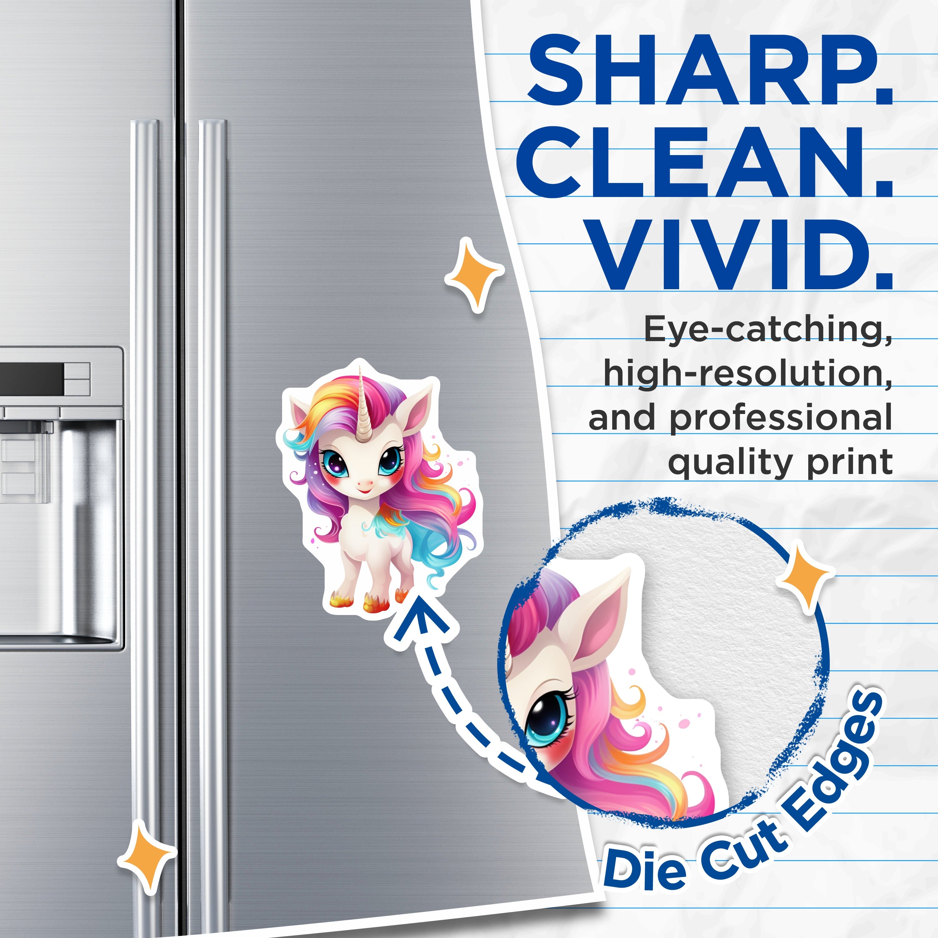 (2 Pack) Cute Unicorn Magnets - Rainbow Fantasy Decor - Kids Room Locker Fridge Accessory - 5 Inches On Longest Side - Thick Durable Magnet - Made in USA - MAG37974