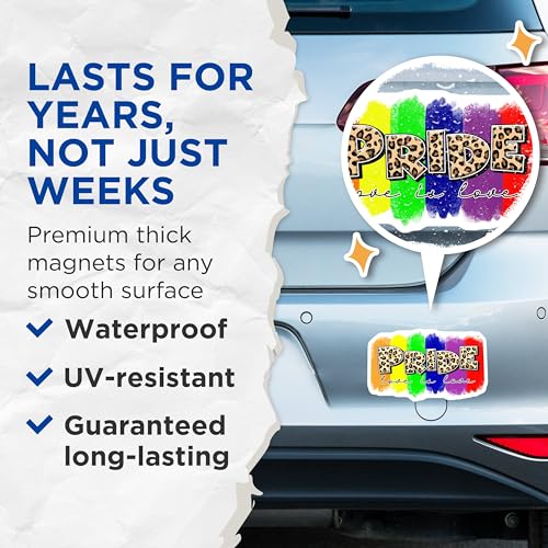 (2 Pack) Pride Love is Love Magnets - LGBTQ Rainbow Pride - 5" On Longest Side - for Cars, Fridges, Toolboxes - Made in USA - MAG8269